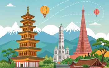 Pemandangan sunrise di Angkor Wat, destinasi populer Asia Tenggara yang masuk itinerary 7 hari hemat Saadia Tour.